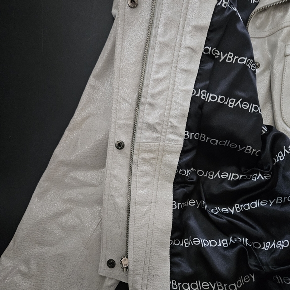 NWOT - Bradley Bayou Leather Metallic Cream Biker Jacket - Size 1X - Picture 10 of 11